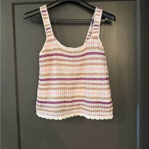 NWT Jessica Simpson Crochet Stripe Tank Top in Cream, Pink & Purple size Small